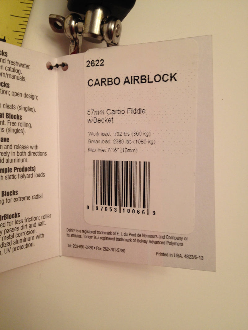 Harken Carbo Airblock  57mm Fiddle with becket 2622
